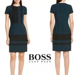BOSS HUGO BOSS ROMANIA🇷🇴MADE Dermely Structured Stretch Knit Dress Size 8‎ US